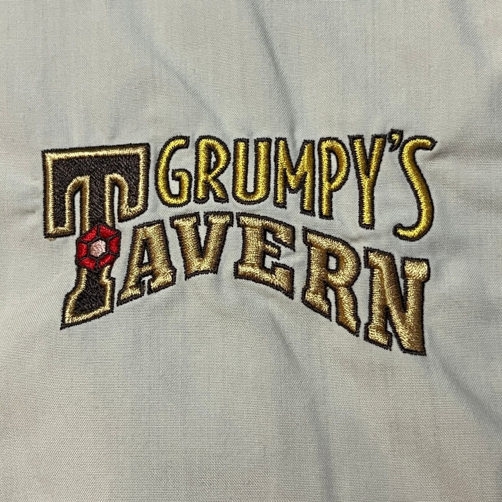 Disney Button‎ Down Mens XXL Brown Grumpys Tavern Bowling Shirt Short Sleeve - Picture 8 of 15